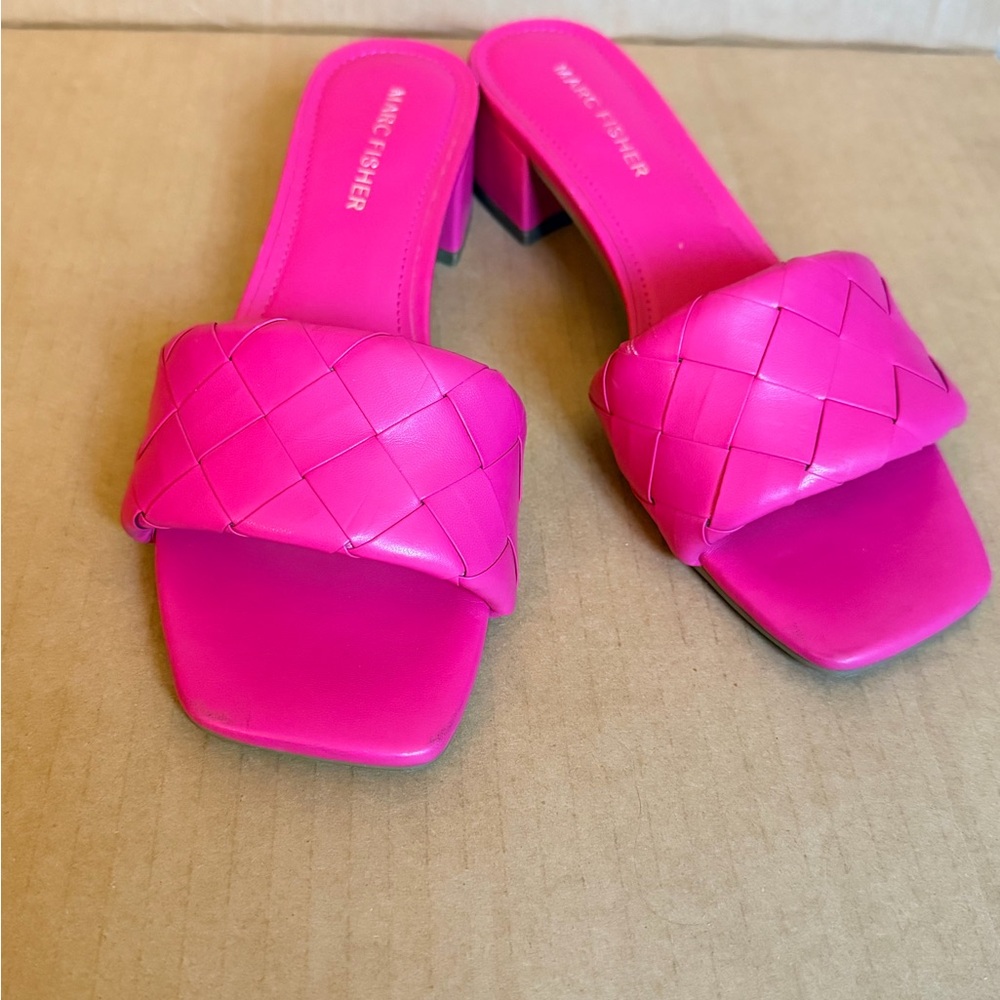 Hot Pink Woven Silde Kitten Heels Size 6.5